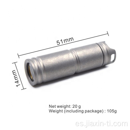 Linterna LED de titanio USB recargable con agujero de llavero